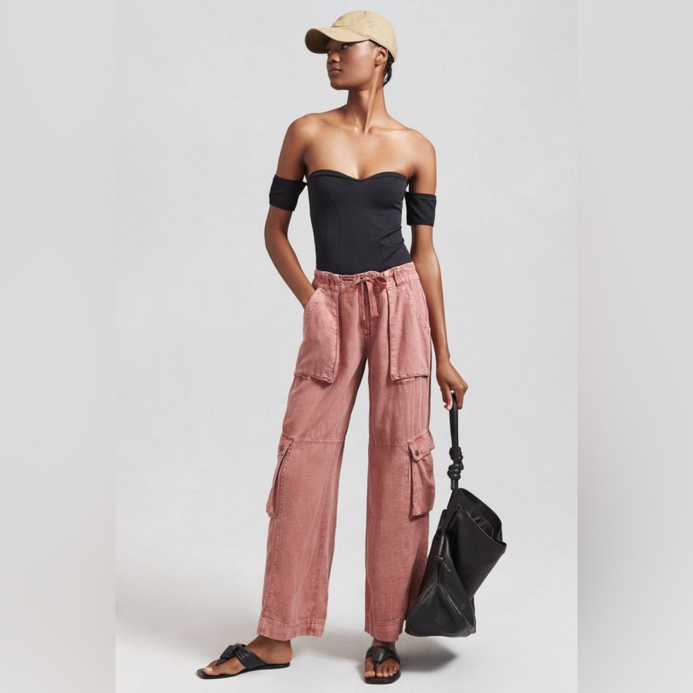 NWT. Anthropologie Beach Cargo Wide Leg Linen Pants. Size 8